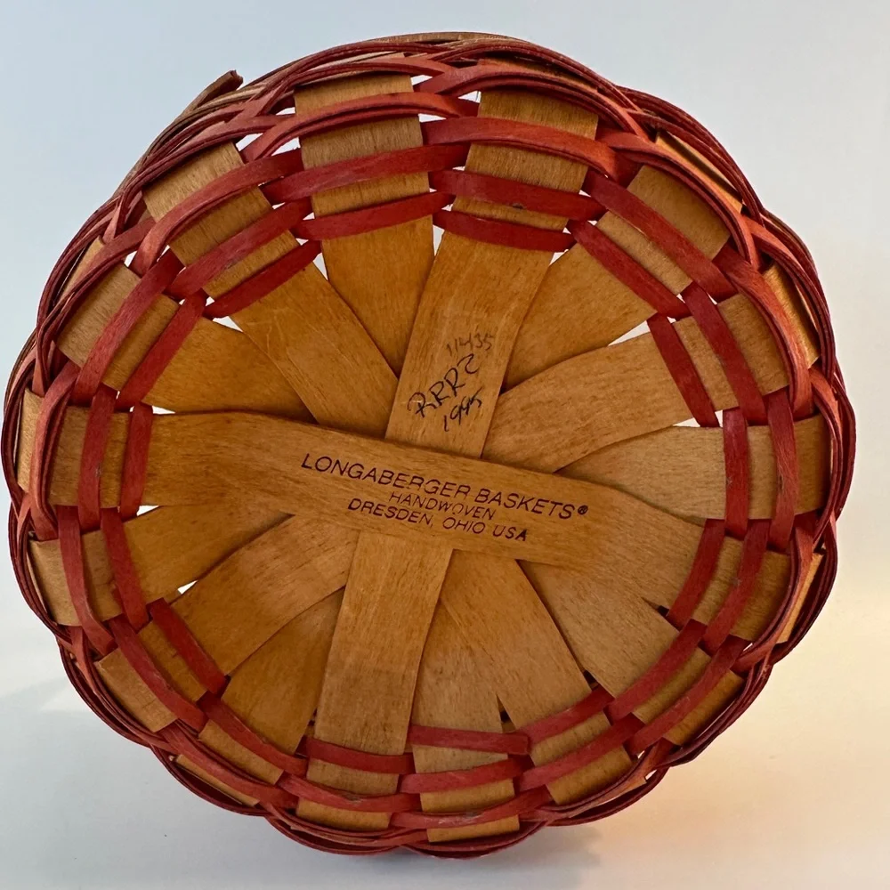 VTG Longaberger‎ 1995 Rustic Brown Woven Basket with Leather Handles